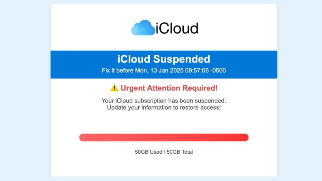 Beware of Deceptive iCloud Storage Alerts in Your Inbox