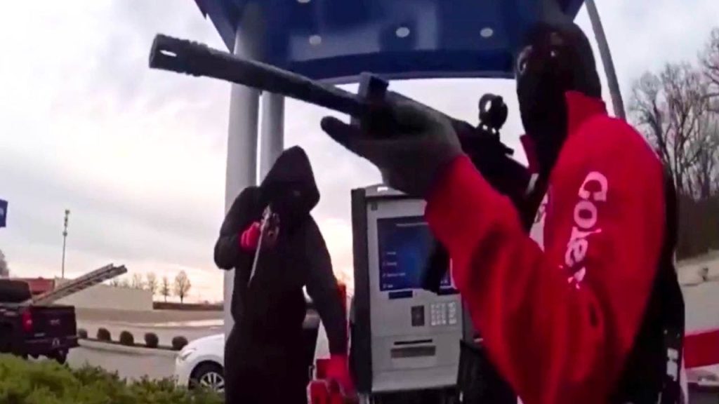 Masked Robbers Brandish Assault Rifles in Daring ATM Heist Captured on Video