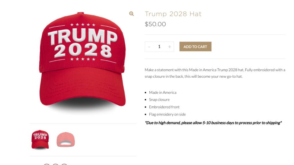 Trump 2028 Apparel Sparks Speculation About Third Presidential Run