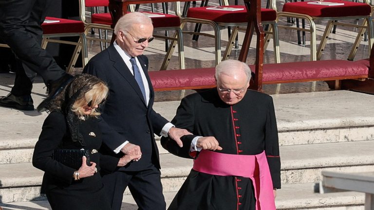 Biden Takes Selfies While Seated at Rear During Pope's Funeral