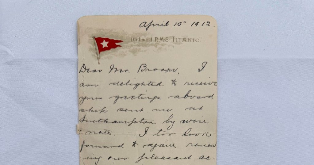 Titanic Passenger's Letter with Prophetic Message Sells for Nearly $400,000 at Auction