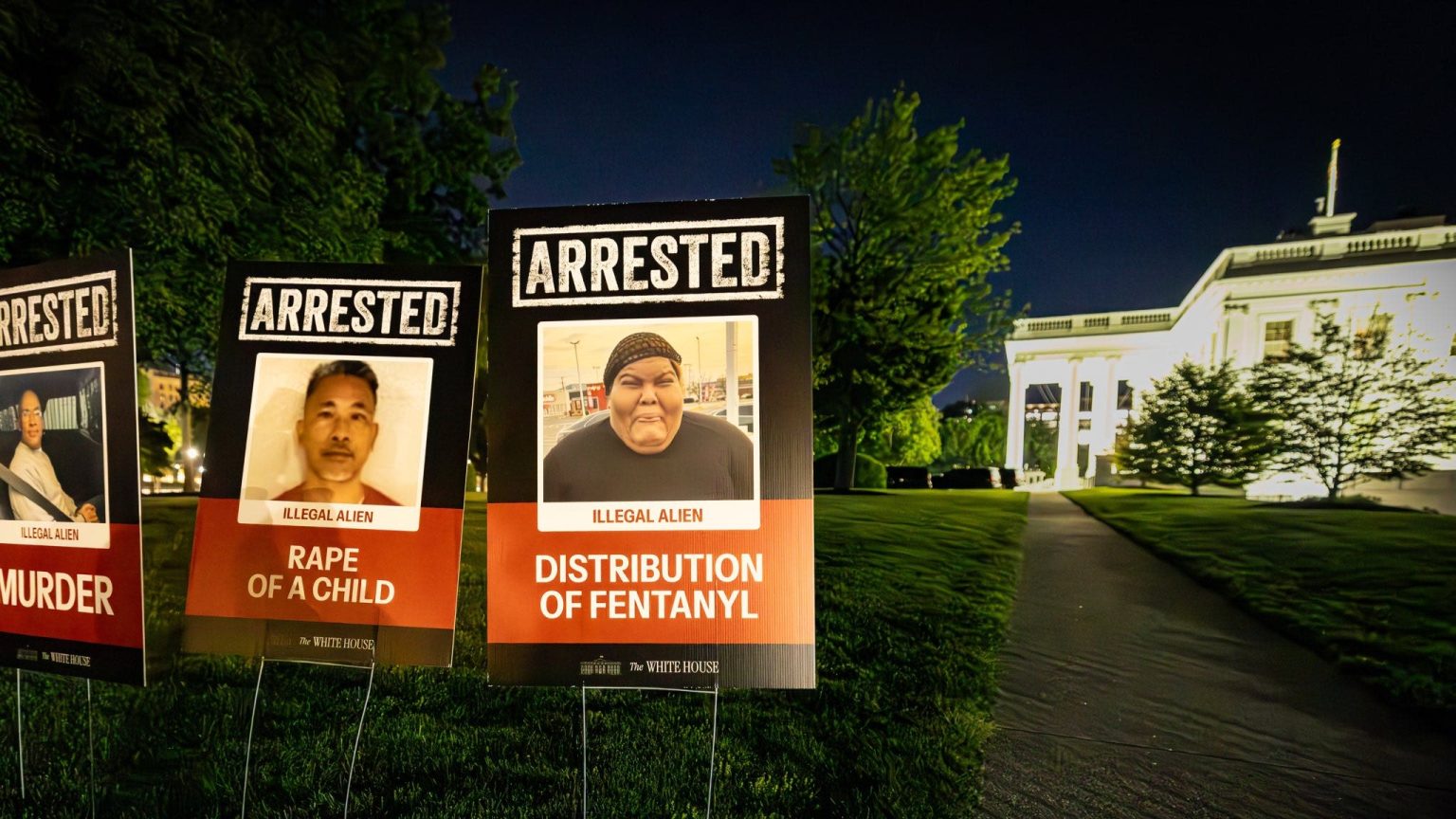 White House Showcases Yard Signs of 100 Notorious Illegal Immigrant Criminals