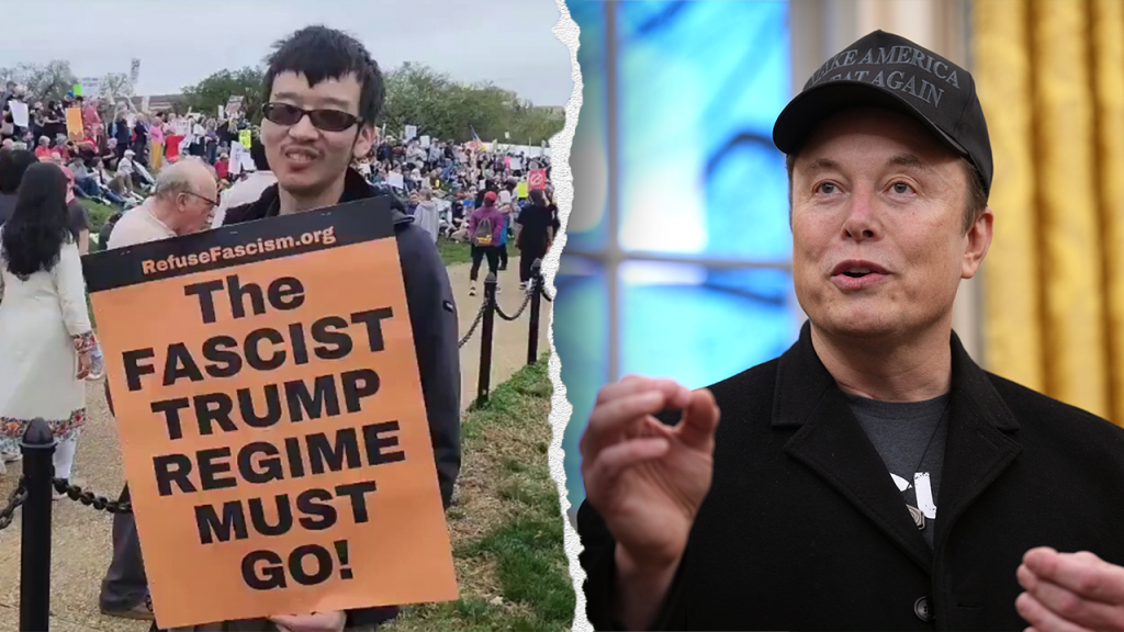 Musk Criticizes 'Puppetmasters' After Protesters Struggle to Define Trump's 'Fascism' in Viral Video