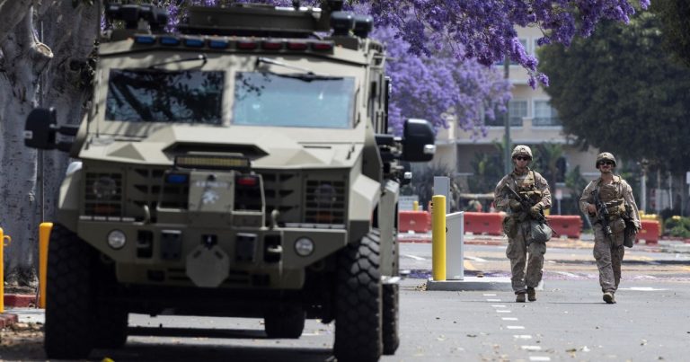 Approximately 200 Marines Begin Deployment at Westwood Federal Building in Los Angeles