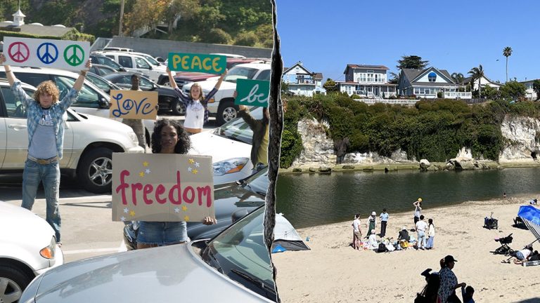 Santa Cruz Protest Promotes '86 47' Message and Emphasizes Kindness