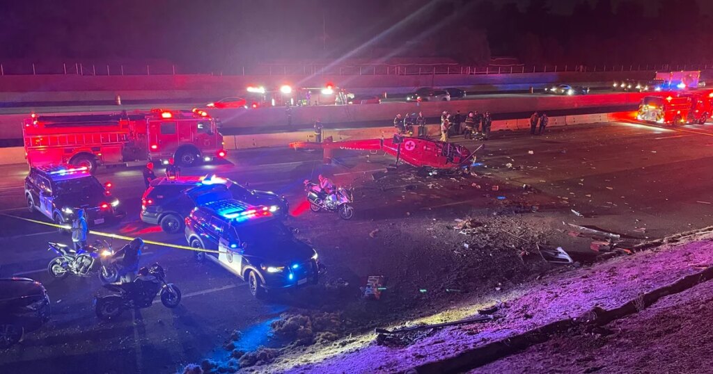Helicopter Crash on Sacramento Freeway Leaves Three Critically Injured