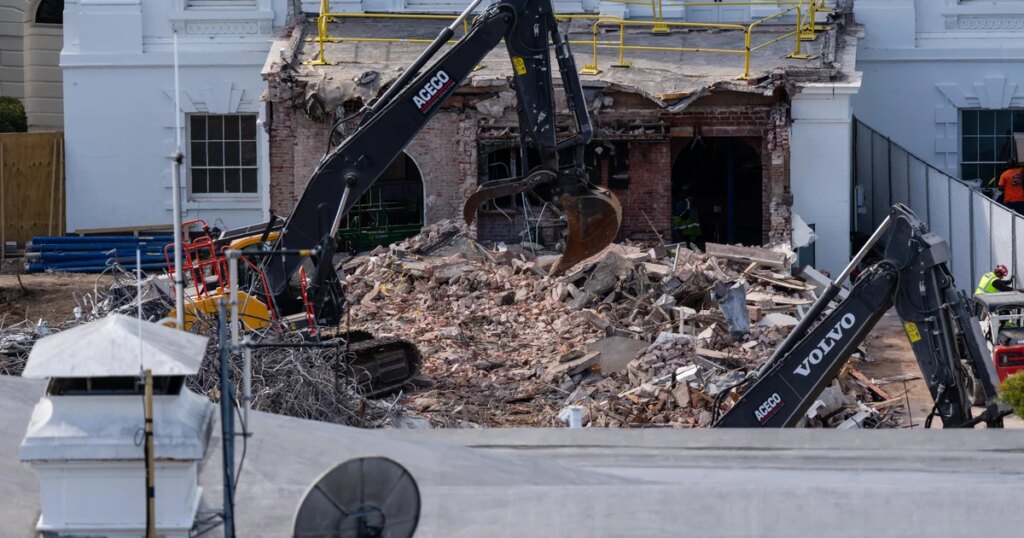 White House East Wing Demolition Coincides with Trump's Promise of "Millions" for Ballroom Fund