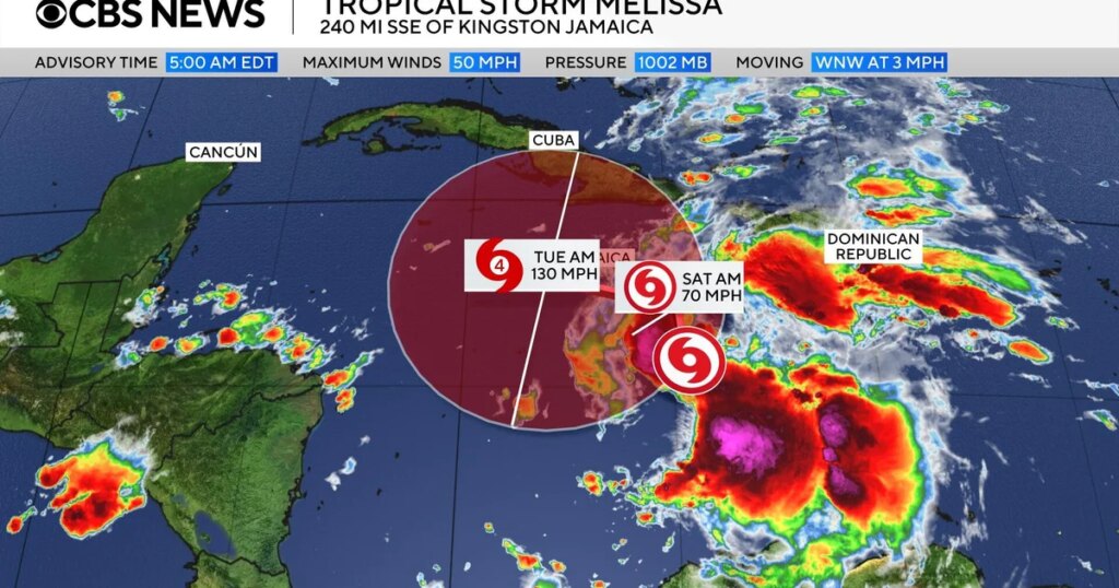 Tropical Storm Melissa Expected to Intensify into Major Hurricane; Path Maps Released