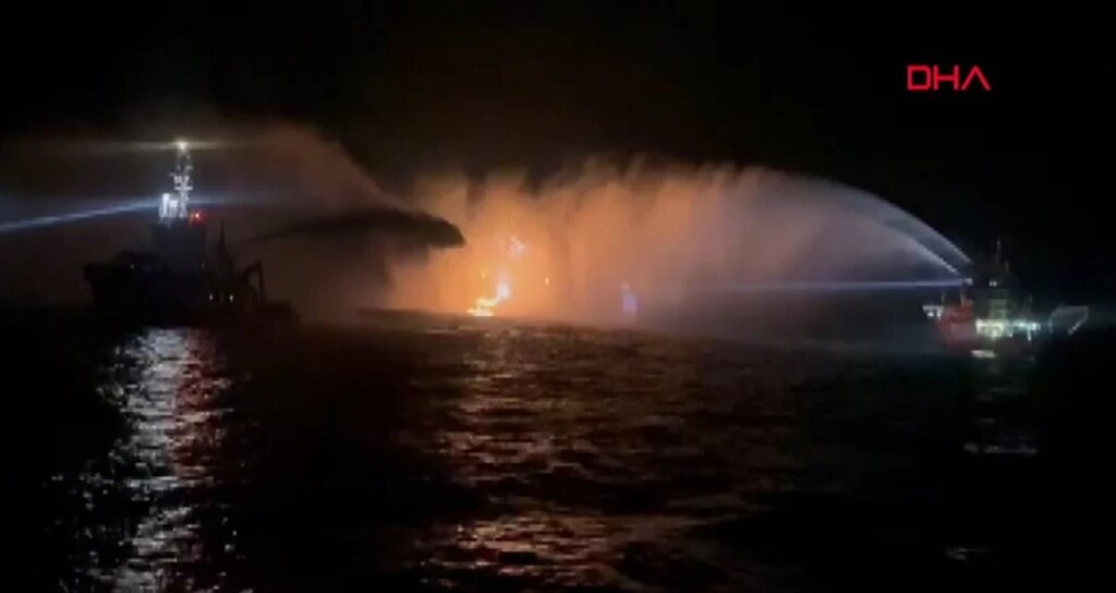 Explosion on Two Ships in the Black Sea