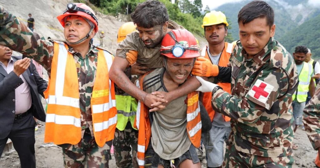 Two Hydropower Workers Rescued After Nine Days Trapped by Floods in Nepal Two Hydropower Workers Rescued After Nine Days Trapped by Floods in Nepal